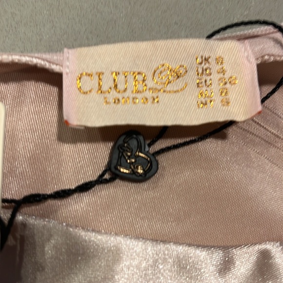 ASOS Club London Light Pink Satiny Low Cut Mini Dress - Picture 6 of 6